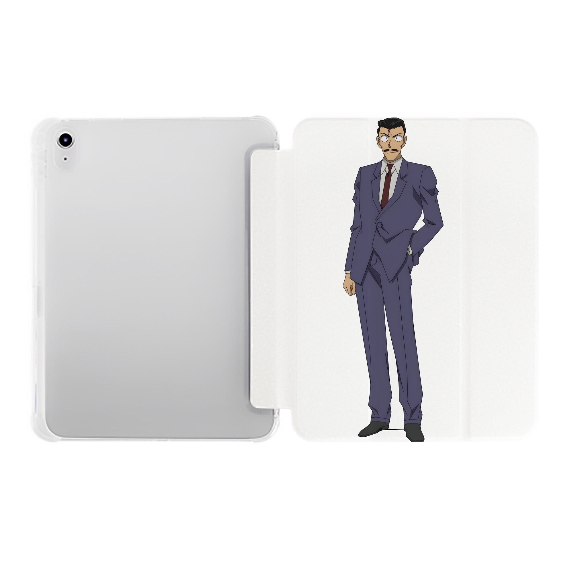 （画像用） 名探偵コナン 毛利 小五郎 もうり こごろう Detective Conan IPad ケース ペン収納付き 三つ折りスタンド PUレザー×シリコン 対応機種9.5/10.5/10.9インチ